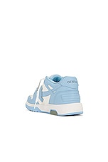 OFF-WHITE Out Of Office Sneaker In White &amp; Light Blue in White & Light Blue, view 3, click to view large image.