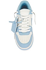 OFF-WHITE Out Of Office Sneaker In White &amp; Light Blue in White & Light Blue, view 4, click to view large image.