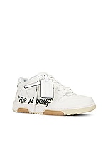 OFF-WHITE Out Of Office &quot;for Walking&quot; Sneaker in White & Black, view 2, click to view large image.