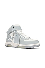 OFF-WHITE Out Of Office Mid Top Sneaker in White & Grey, view 2, click to view large image.
