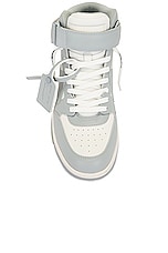 OFF-WHITE Out Of Office Mid Top Sneaker in White & Grey, view 4, click to view large image.
