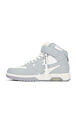 OFF-WHITE Out Of Office Mid Top Sneaker in White & Grey, view 5, click to view large image.
