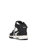 OFF-WHITE Out Of Office Mid Top Sneaker in White & Black, view 3, click to view large image.