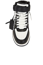 OFF-WHITE Out Of Office Mid Top Sneaker in White & Black, view 4, click to view large image.