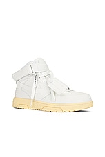 OFF-WHITE Out Of Office Mid Top Sneaker in White, view 2, click to view large image.