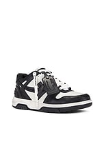 OFF-WHITE Out Of Office Vintage Leather Sneaker in White & Black, view 2, click to view large image.