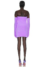 OFF-WHITE Fuzzy Gloves Mini Dress in Lilac, view 3, click to view large image.