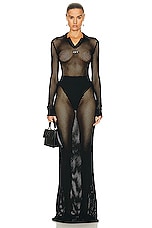 OFF-WHITE Net Long Polo Dress in Black, view 1, click to view large image.