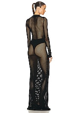 OFF-WHITE Net Long Polo Dress in Black, view 3, click to view large image.