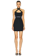 OFF-WHITE Logo Band Cross Mini Dress in Black & White, view 1, click to view large image.