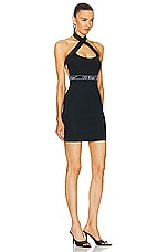 OFF-WHITE Logo Band Cross Mini Dress in Black & White, view 2, click to view large image.