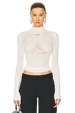 OFF-WHITE Long Sleeve Turtleneck Sweater in White, view 1, click to view large image.