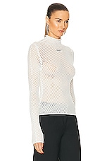 OFF-WHITE Long Sleeve Turtleneck Sweater in White, view 2, click to view large image.