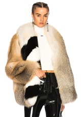 OFF-WHITE Fox Fur Coat with Stole in Beige | FWRD