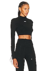 OFF-WHITE Long Sleeve Crop Top in Black, view 2, click to view large image.