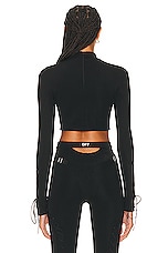 OFF-WHITE Long Sleeve Crop Top in Black, view 3, click to view large image.