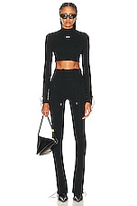 OFF-WHITE Long Sleeve Crop Top in Black, view 4, click to view large image.