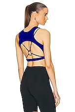 OFF-WHITE Lace Up Harness Bra Top in Dark Blue, view 1, click to view large image.