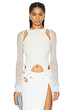 OFF-WHITE Racerback Long Sleeve Top in Arctic Ice & White, view 1, click to view large image.