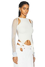 OFF-WHITE Racerback Long Sleeve Top in Arctic Ice & White, view 2, click to view large image.