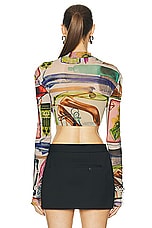 OFF-WHITE X-Ray Tulle Crop Long Sleeve Top in Multicolor, view 3, click to view large image.