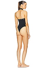 OFF-WHITE Eyelet Cross One Piece in Black, view 3, click to view large image.