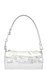 OFF-WHITE Small Torpedo Bag in Laminated Silver, view 1, click to view large image.