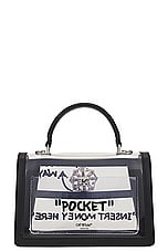 OFF-WHITE Jitney 1.4 Top Handle Chain Bag in Transparent Black, view 4, click to view large image.