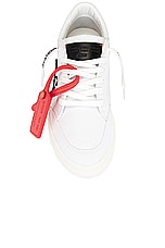 OFF-WHITE New Low Vulcanized Canvas Sneaker in White & Black, view 4, click to view large image.