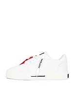 OFF-WHITE New Low Vulcanized Canvas Sneaker in White & Black, view 5, click to view large image.