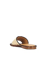 OFF-WHITE Twist Raffia Arrow Slide in Beige & Black, view 3, click to view large image.