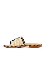 OFF-WHITE Twist Raffia Arrow Slide in Beige & Black, view 5, click to view large image.