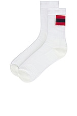 On Tennis Sock in White & Red, view 2, click to view large image.