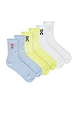 On Logo 3 Pack Sock in White, Zest, & Stratosphere, view 1, click to view large image.