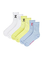 On Logo 3 Pack Sock in White, Zest, & Stratosphere, view 2, click to view large image.