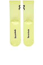 On Logo 3 Pack Sock in White, Zest, & Stratosphere, view 6, click to view large image.
