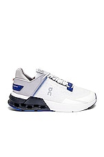 On Cloudnova Flux Sneaker in Undyed-white & Cobalt, view 1, click to view large image.