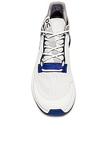 On Cloudnova Flux Sneaker in Undyed-white & Cobalt, view 4, click to view large image.