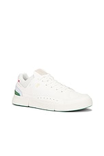 On The Roger Centre Court Sneaker in White & Green, view 2, click to view large image.