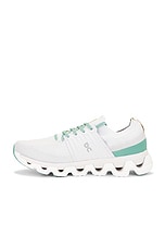 On Cloudswift 3 Sneaker in White & Green, view 5, click to view large image.