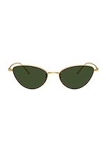 Oliver Peoples X Khaite Cat Eye Sunglasses in Gold & Vibrant Green, view 1, click to view large image.