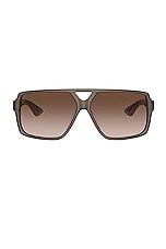 Oliver Peoples X Khaite Square Sunglasses in Taupe & Umber Gradient, view 1, click to view large image.