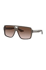 Oliver Peoples X Khaite Square Sunglasses in Taupe & Umber Gradient, view 2, click to view large image.