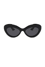 Oliver Peoples X Khaite Oval Sunglasses in Black, view 1, click to view large image.