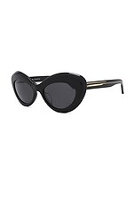 Oliver Peoples X Khaite Oval Sunglasses in Black, view 2, click to view large image.