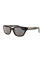 Oliver Peoples X Khaite Rectangular Sunglasses in Black, view 2, click to view large image.