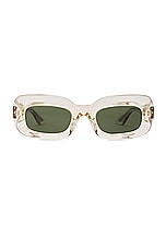 Oliver Peoples X Khaite 1966c Rectangle Sunglasses in Transparent Yellow, view 1, click to view large image.