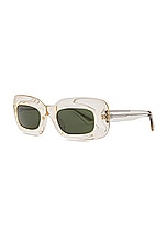 Oliver Peoples X Khaite 1966c Rectangle Sunglasses in Transparent Yellow, view 2, click to view large image.