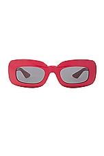 Oliver Peoples X Khaite 1966c Rectangle Sunglasses in Red, view 1, click to view large image.