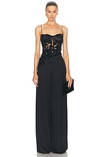 Oscar de la Renta Velvet Jumpsuit in Black, view 1, click to view large image.